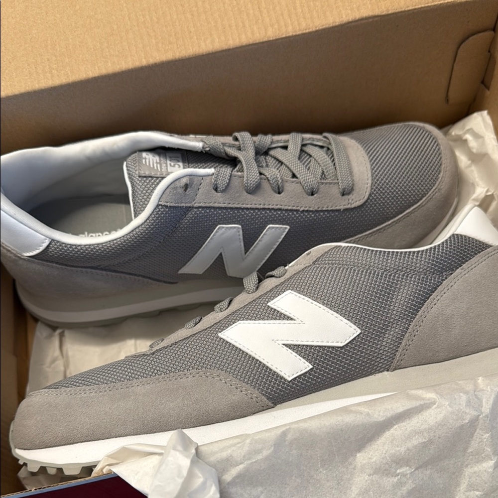 New Balance Men's Gray and White Sneakers